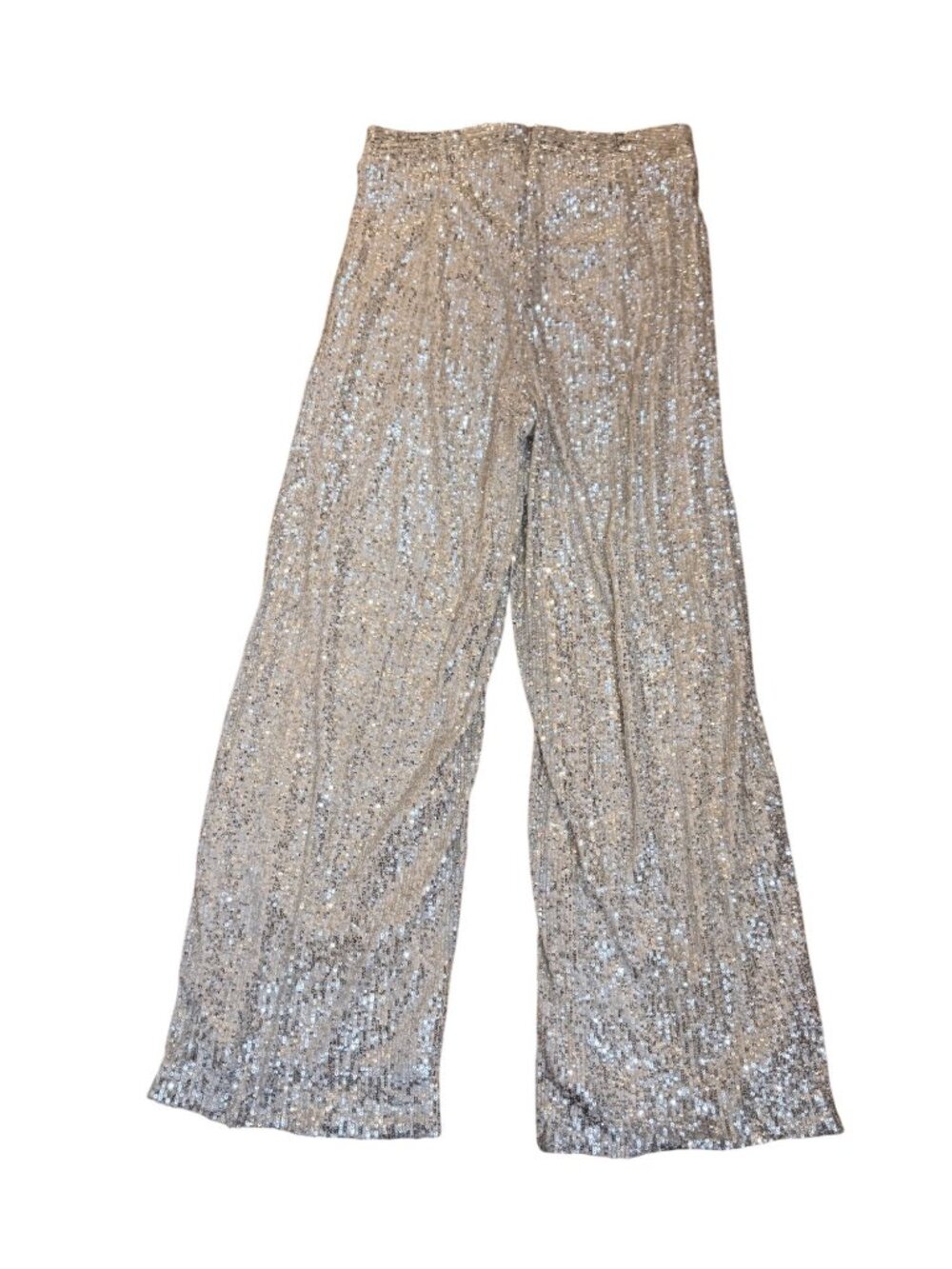 Champagne Sequin Embellished High Waist Wide Leg Swishy Pants Illy - Picture 2 of 10